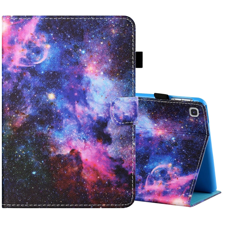 Filo da cucito Custodia in pelle piatta verniciata orizzontale con copri penna e striscia antiscivolo e slot per schede e supporto, For Samsung Galaxy Tab A 8.0 (2019) T290 / T295