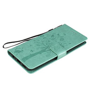 Custodia in pelle sintetica a vibrazione orizzontale con motivo ad albero e gatto con supporto e fessure per carte, portafoglio e cordino, For OPPO A53(2020) / A32, For Nokia 2.4
