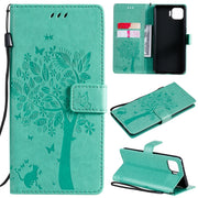 Custodia in pelle sintetica a vibrazione orizzontale con motivo ad albero e gatto con supporto e fessure per carte, portafoglio e cordino, For OPPO F17 Pro / Reno4 Lite, For Nokia 3.4