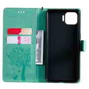 Custodia in pelle sintetica a vibrazione orizzontale con motivo ad albero e gatto con supporto e fessure per carte, portafoglio e cordino, For OPPO F17 Pro / Reno4 Lite, For Nokia 3.4