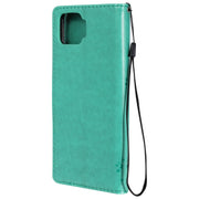 Custodia in pelle sintetica a vibrazione orizzontale con motivo ad albero e gatto con supporto e fessure per carte, portafoglio e cordino, For OPPO F17 / A73, For Samsung Galaxy A42 5G