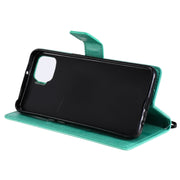 Custodia in pelle sintetica a vibrazione orizzontale con motivo ad albero e gatto con supporto e fessure per carte, portafoglio e cordino, For OPPO F17 / A73, For Samsung Galaxy A42 5G