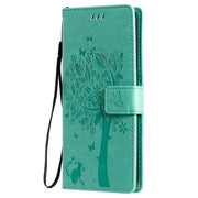 Custodia in pelle sintetica a vibrazione orizzontale con motivo ad albero e gatto con supporto e fessure per carte, portafoglio e cordino, For OPPO Realme 7 Pro, For Sony Xperia5 II