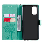 Custodia in pelle sintetica a vibrazione orizzontale con motivo ad albero e gatto con supporto e fessure per carte, portafoglio e cordino, For OPPO Realme 7 Pro, For Sony Xperia5 II