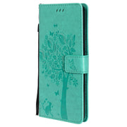 Custodia in pelle sintetica a vibrazione orizzontale con motivo ad albero e gatto con supporto e fessure per carte, portafoglio e cordino, For OPPO Realme 7i / C17, For Xiaomi Mi 10T / 10T Pro