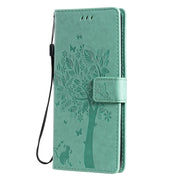 Custodia in pelle sintetica a vibrazione orizzontale con motivo ad albero e gatto con supporto e fessure per carte, portafoglio e cordino, For OPPO Reno4 Pro 4G, For OnePlus 8T