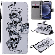 Custodia in pelle flip orizzontale per pittura con supporto, slot per schede e cordino, For iPhone 12 mini, For iPhone 12 / 12 Pro
