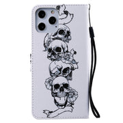 Custodia in pelle flip orizzontale per pittura con supporto, slot per schede e cordino, For iPhone 12 Pro Max