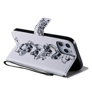 Custodia in pelle flip orizzontale per pittura con supporto, slot per schede e cordino, For iPhone 12 Pro Max