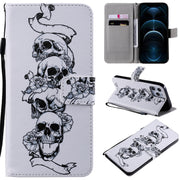 Custodia in pelle flip orizzontale per pittura con supporto, slot per schede e cordino, For iPhone 12 Pro Max