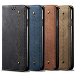 Custodia portafoglio in pelle effetto denim per Samsung Galaxy