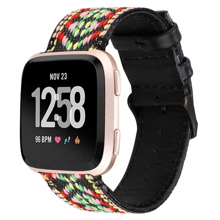 Cinturino in pelle stile etnico per Fitbit Versa
