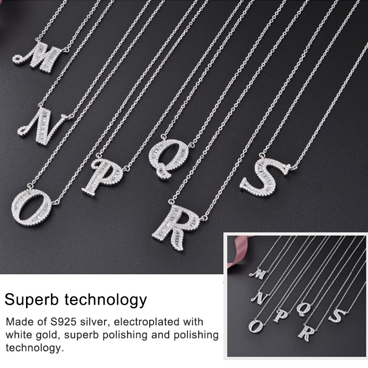 Collana con ciondolo alfabeto inglese in argento sterling S925 moda donna, A, B, C, D, E, F, G, H, I, J, K, L, M, N, O, P, Q, R, S, T, U, V, W, X, Y, Z