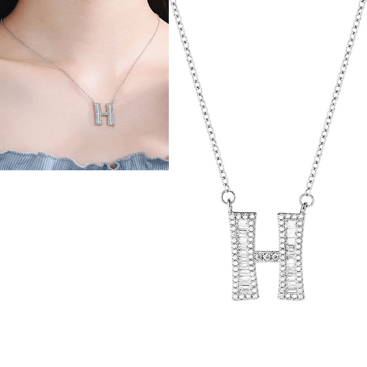 Collana con ciondolo alfabeto inglese in argento sterling S925 moda donna, A, B, C, D, E, F, G, H, I, J, K, L, M, N, O, P, Q, R, S, T, U, V, W, X, Y, Z