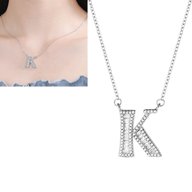 Collana con ciondolo alfabeto inglese in argento sterling S925 moda donna, A, B, C, D, E, F, G, H, I, J, K, L, M, N, O, P, Q, R, S, T, U, V, W, X, Y, Z