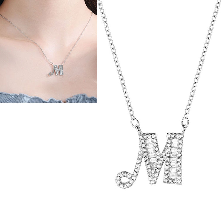 Collana con ciondolo alfabeto inglese in argento sterling S925 moda donna, A, B, C, D, E, F, G, H, I, J, K, L, M, N, O, P, Q, R, S, T, U, V, W, X, Y, Z