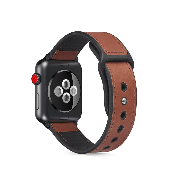 Cinturino in TPU in pelle incollata per Apple Watch Series 6 e SE e 5 e 4 40 mm / 3 e 2 e 1 38 mm