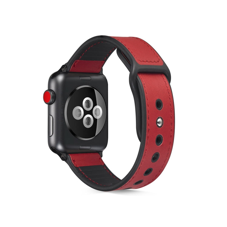 Cinturino in TPU in pelle incollata per Apple Watch Series 6 e SE e 5 e 4 40 mm / 3 e 2 e 1 38 mm