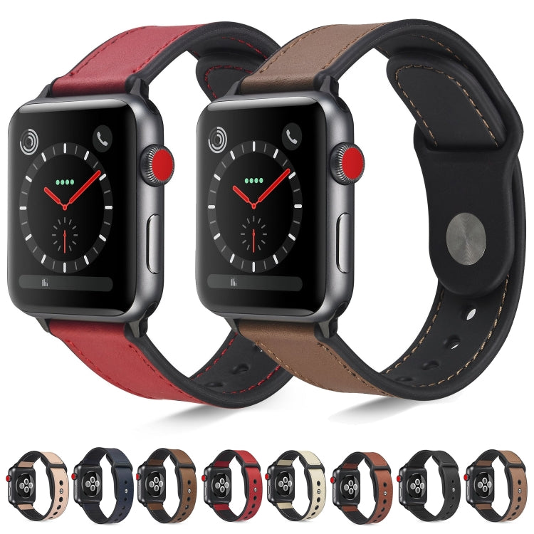 Cinturino in TPU in pelle incollata per Apple Watch Series 6 e SE e 5 e 4 40 mm / 3 e 2 e 1 38 mm