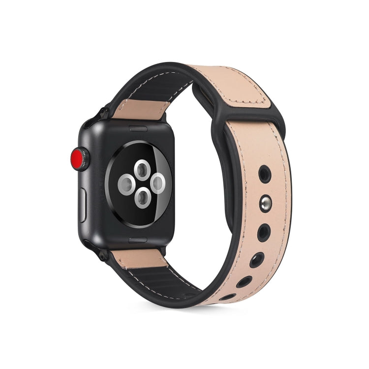 Cinturino in TPU in pelle incollata per Apple Watch Series 6 e SE e 5 e 4 44 mm / 3 e 2 e 1 42 mm