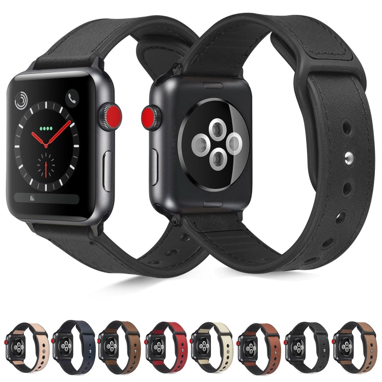 Cinturino in TPU in pelle incollata per Apple Watch Series 6 e SE e 5 e 4 44 mm / 3 e 2 e 1 42 mm
