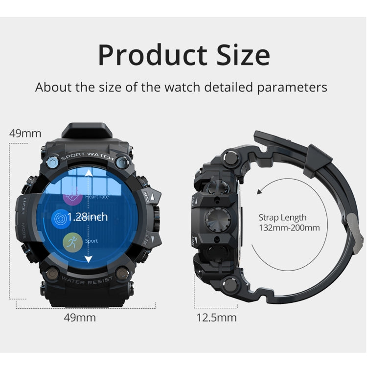 Lokmat ATTACK Smartwatch con schermo LCD TFT da 1,28 pollici, supporto monitor del sonno / cardiofrequenzimetro / monitor della pressione sanguigna, ATTACK