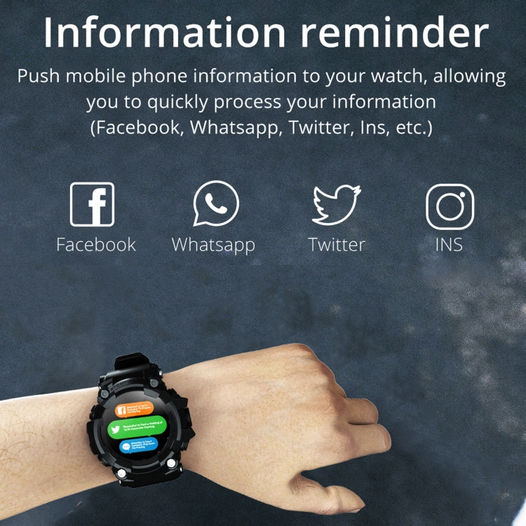 Lokmat ATTACK Smartwatch con schermo LCD TFT da 1,28 pollici, supporto monitor del sonno / cardiofrequenzimetro / monitor della pressione sanguigna, ATTACK
