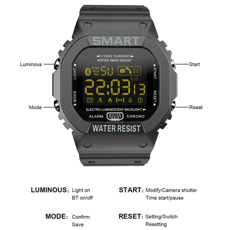 Lokmat MK22 Schermo LCD FSTN da 1,21 pollici Orologio intelligente impermeabile da 50 m, Promemoria informazioni di supporto / Telecamera remota / Registrazione sportiva