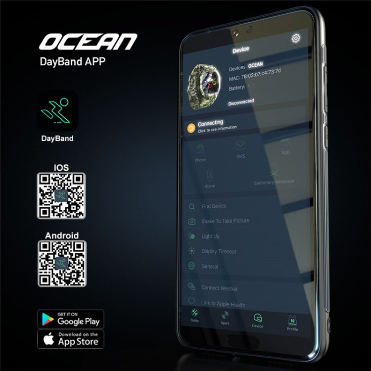 Lokmat OCEAN Touch screen TFT da 1,14 pollici IP68 Orologio intelligente impermeabile, Promemoria informazioni di supporto / Monitoraggio del sonno / Registrazione sportiva