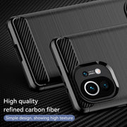 Custodia in TPU in fibra di carbonio con trama spazzolata, For Xiaomi Mi 11