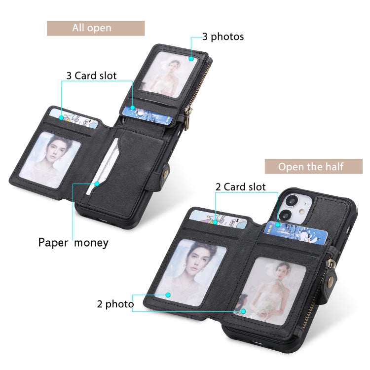 Custodia portafoglio con cerniera per iPhone 12 mini