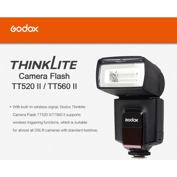 Godox TT520II 433MHZ Wireless 1/300s-1/2000s HSS Flash Speedlite Camera Luce di riempimento superiore per fotocamere DSLR Canon/Nikon, TT520II
