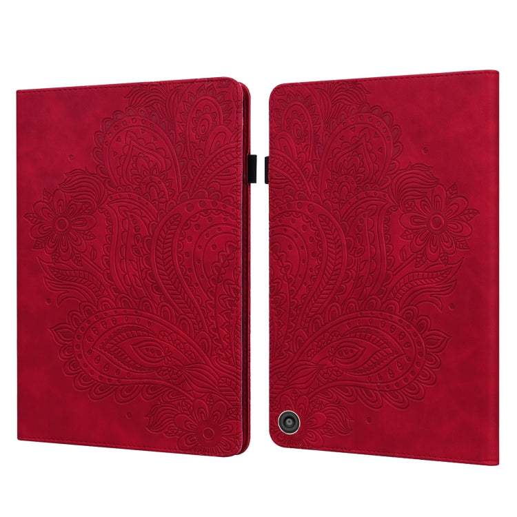 Custodia in pelle flip orizzontale con motivo in rilievo pavone TPU + PU con supporto e slot per carte e portafoglio e funzione sleep / wake-up, For Amazon Kindle Fire HD 10 2016/2017/2018/2019, For Amazon Kindle Fire HD 8 2020                         ...