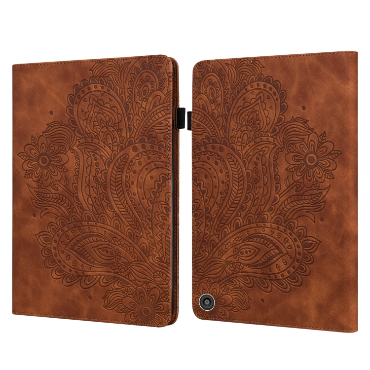 Custodia in pelle flip orizzontale con motivo in rilievo pavone TPU + PU con supporto e slot per carte e portafoglio e funzione sleep / wake-up, For Amazon Kindle Fire HD 10 2016/2017/2018/2019, For Amazon Kindle Fire HD 8 2020                         ...