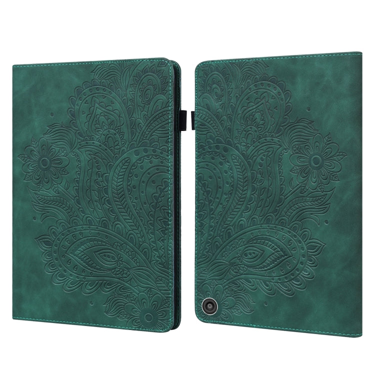 Custodia in pelle flip orizzontale con motivo in rilievo pavone TPU + PU con supporto e slot per carte e portafoglio e funzione sleep / wake-up, For Amazon Kindle Fire HD 10 2016/2017/2018/2019, For Amazon Kindle Fire HD 8 2020                         ...