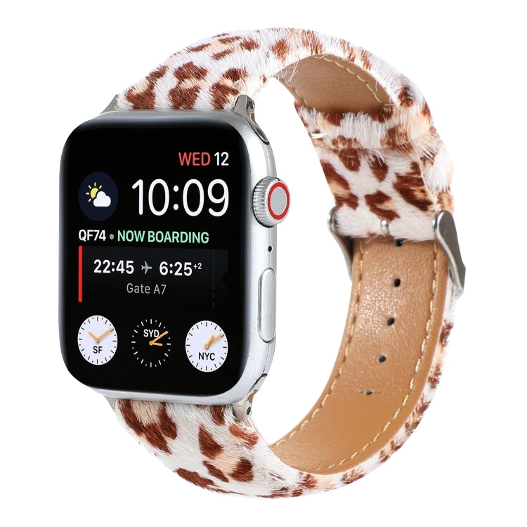 Cinturino per orologio in morbida pelle con stampa leopardata in crine di cavallo, For Apple Watch Ultra 49mm / Series 8&7 45mm / SE 2&6&SE&5&4 44mm / 3&2&1 42mm, For Apple Watch Series 8&7 41mm / SE 2&6&SE&5&4 40mm / 3&2&1 38mm                        ...