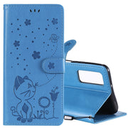 Custodia in pelle a ribalta orizzontale antiurto con motivo a goffratura Cat Bee con supporto, slot per schede e portafoglio, For Huawei P Smart 2021, For Huawei Y9a, For Nokia 2.4, For Nokia 3.4
