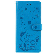 Custodia in pelle a ribalta orizzontale antiurto con motivo a goffratura Cat Bee con supporto, slot per schede e portafoglio, For Huawei P Smart 2021, For Huawei Y9a, For Nokia 2.4, For Nokia 3.4