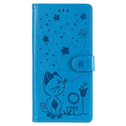 Custodia in pelle a ribalta orizzontale antiurto con motivo a goffratura Cat Bee con supporto, slot per schede e portafoglio, For OnePlus Nord N100 5G