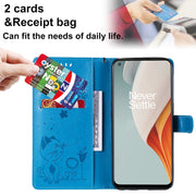 Custodia in pelle a ribalta orizzontale antiurto con motivo a goffratura Cat Bee con supporto, slot per schede e portafoglio, For OnePlus Nord N100 5G