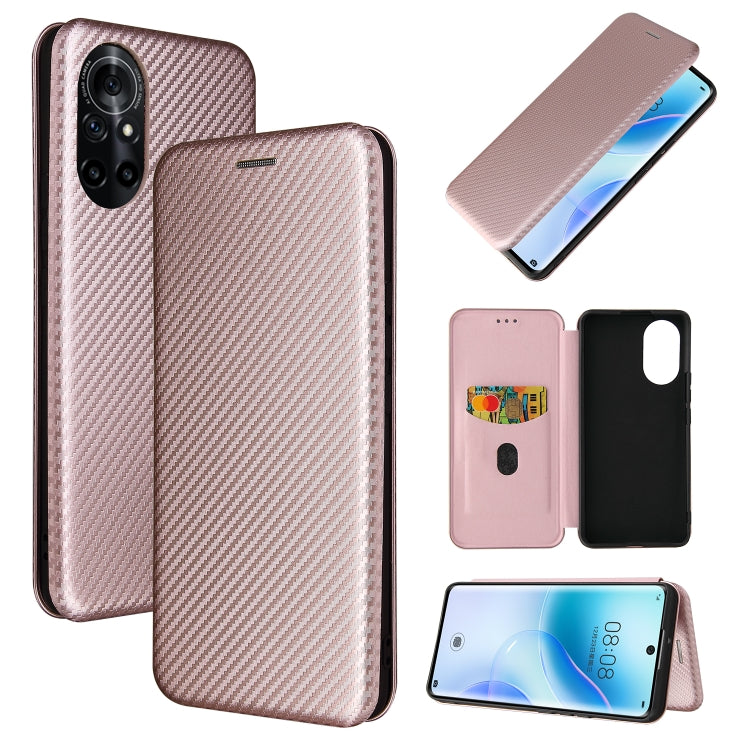 Struttura in fibra di carbonio Flip orizzontale magnetico Custodia in pelle TPU + PC + PU con slot per schede, For Huawei nova 8 5G, For vivo Y52s 5G / iQOO U3