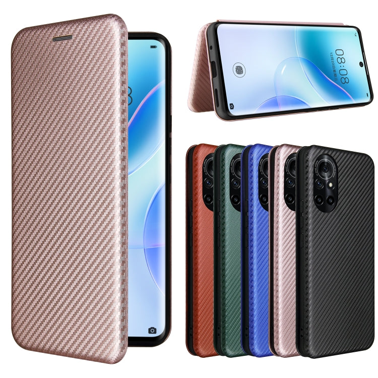 Struttura in fibra di carbonio Flip orizzontale magnetico Custodia in pelle TPU + PC + PU con slot per schede, For Huawei nova 8 5G, For vivo Y52s 5G / iQOO U3