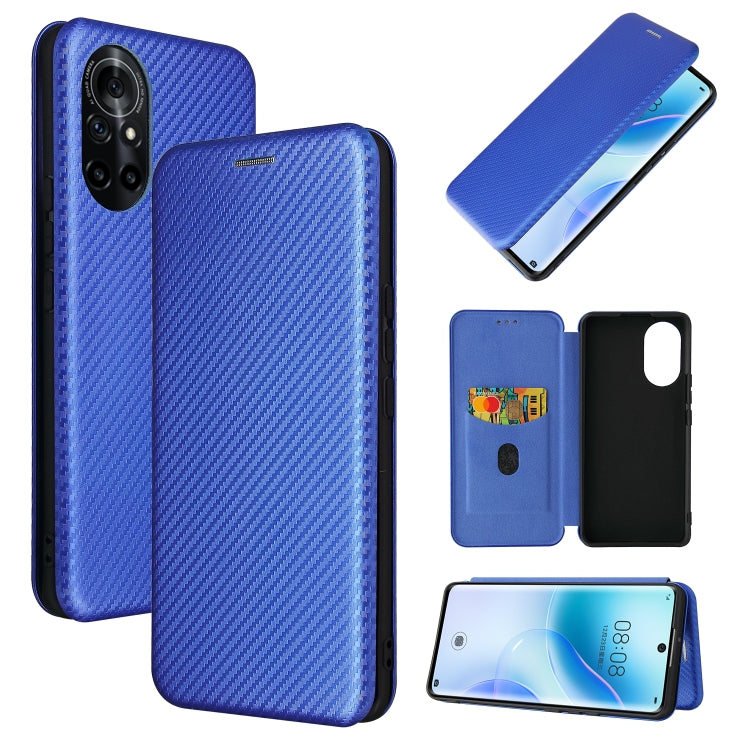 Struttura in fibra di carbonio Flip orizzontale magnetico Custodia in pelle TPU + PC + PU con slot per schede, For Huawei nova 8 5G, For vivo Y52s 5G / iQOO U3