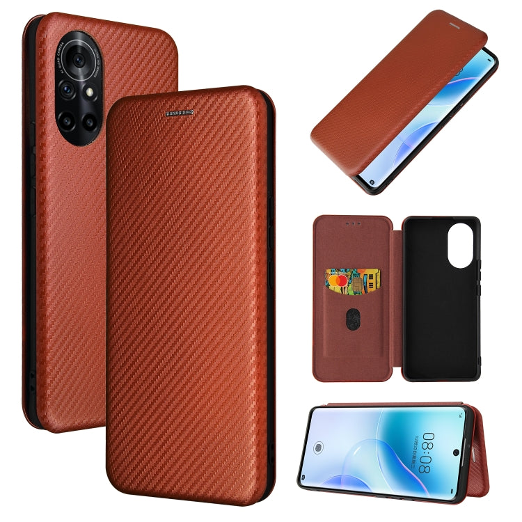 Struttura in fibra di carbonio Flip orizzontale magnetico Custodia in pelle TPU + PC + PU con slot per schede, For Huawei nova 8 5G, For vivo Y52s 5G / iQOO U3