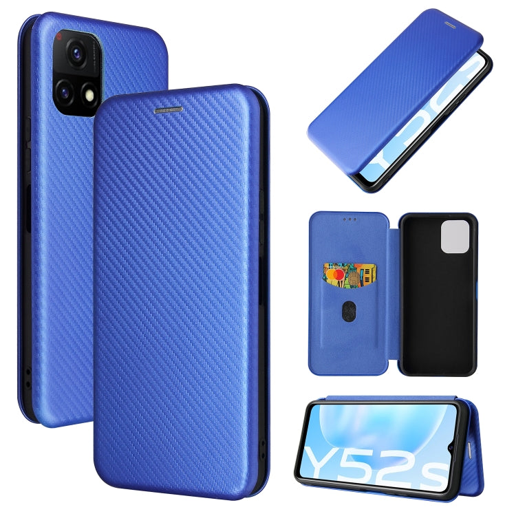 Struttura in fibra di carbonio Flip orizzontale magnetico Custodia in pelle TPU + PC + PU con slot per schede, For Huawei nova 8 5G, For vivo Y52s 5G / iQOO U3
