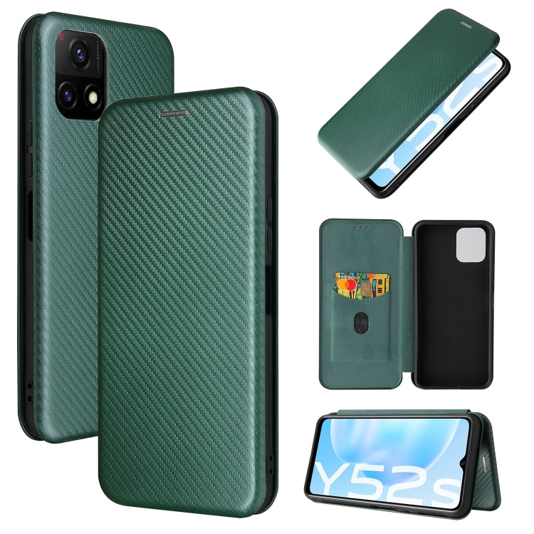 Struttura in fibra di carbonio Flip orizzontale magnetico Custodia in pelle TPU + PC + PU con slot per schede, For Huawei nova 8 5G, For vivo Y52s 5G / iQOO U3