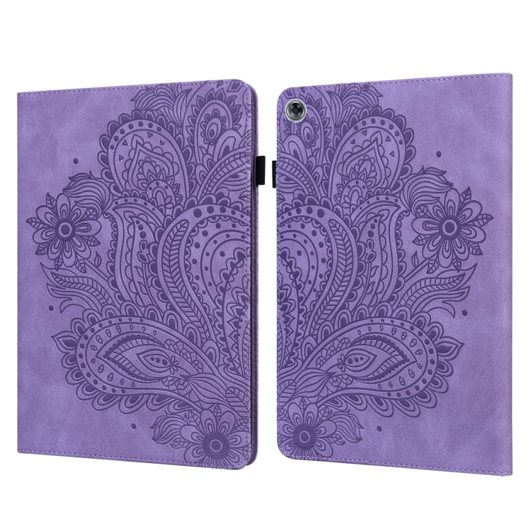 Custodia in pelle flip orizzontale con motivo in rilievo pavone TPU + PU con supporto e slot per carte e portafoglio e funzione sleep / wake-up, For Huawei Mediapad Enjoy Tablet 2 10.1, For Huawei MediaPad M5 lite 10.1, For Huawei MatePad 10.4         ...