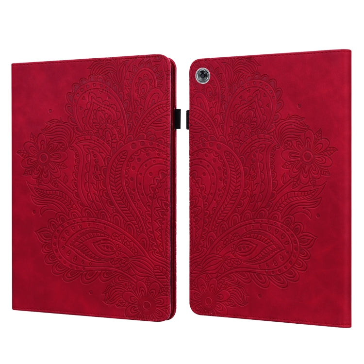 Custodia in pelle flip orizzontale con motivo in rilievo pavone TPU + PU con supporto e slot per carte e portafoglio e funzione sleep / wake-up, For Huawei Mediapad Enjoy Tablet 2 10.1, For Huawei MediaPad M5 lite 10.1, For Huawei MatePad 10.4         ...