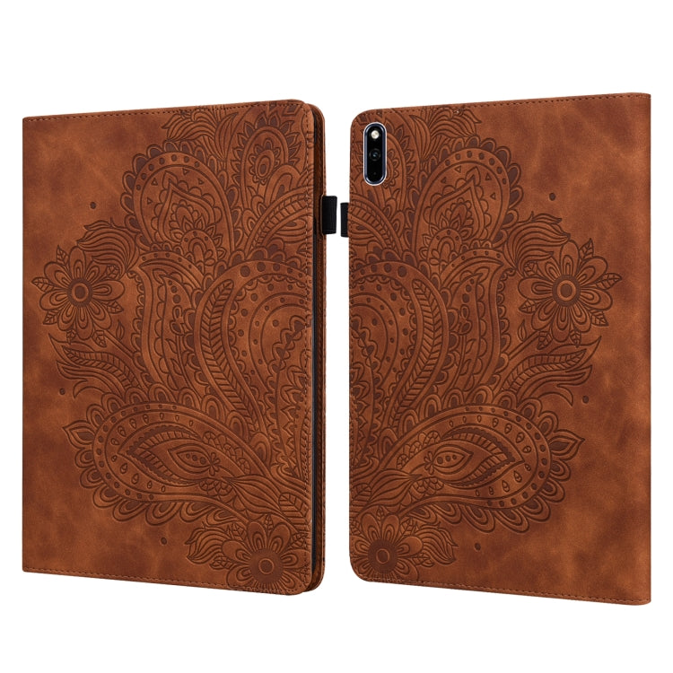 Custodia in pelle flip orizzontale con motivo in rilievo pavone TPU + PU con supporto e slot per carte e portafoglio e funzione sleep / wake-up, For Huawei Mediapad Enjoy Tablet 2 10.1, For Huawei MediaPad M5 lite 10.1, For Huawei MatePad 10.4         ...