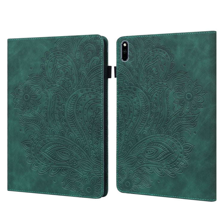 Custodia in pelle flip orizzontale con motivo in rilievo pavone TPU + PU con supporto e slot per carte e portafoglio e funzione sleep / wake-up, For Huawei Mediapad Enjoy Tablet 2 10.1, For Huawei MediaPad M5 lite 10.1, For Huawei MatePad 10.4         ...